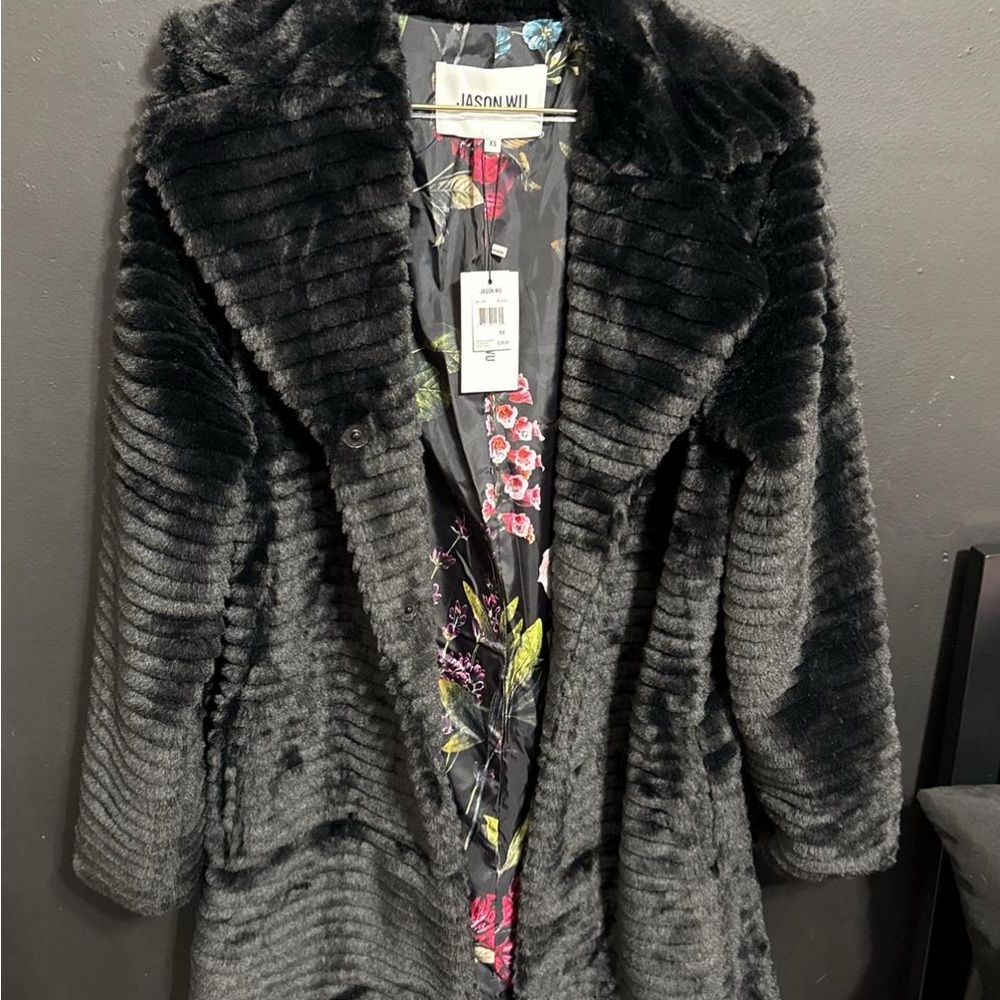 Jason Wu Black faux fur coat